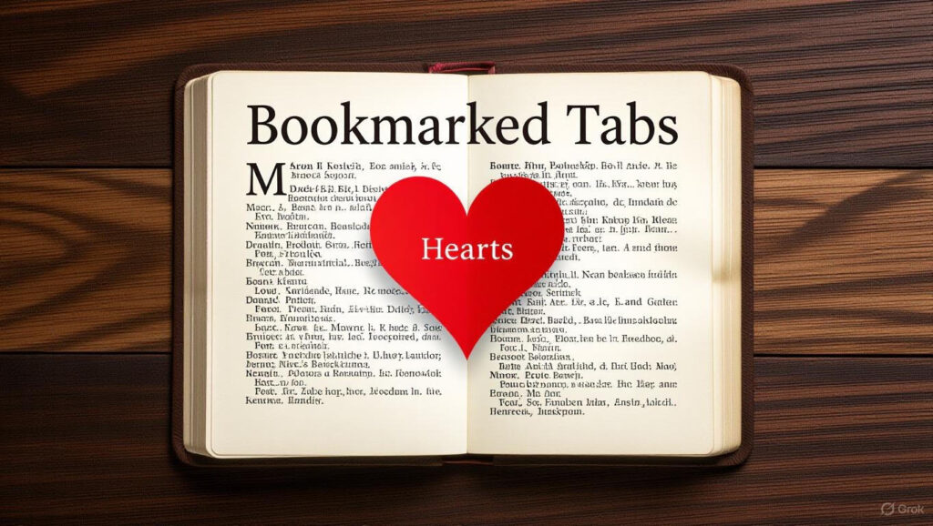 Bookmarked Tabs; Bookmarked Hearts